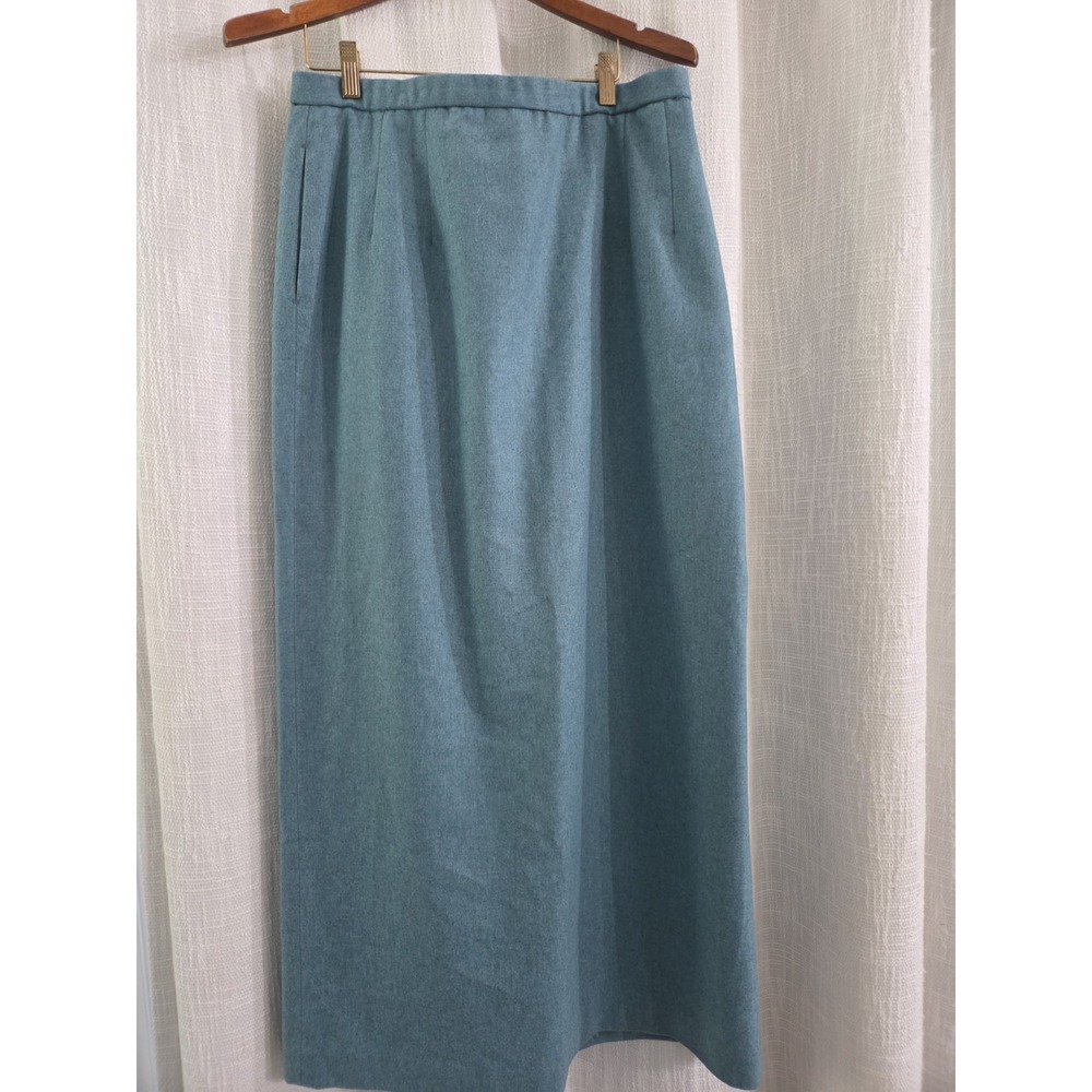 Vintage Pendleton 100% Virgin Wool Pencil Skirt Size 14 Tall Teal Long Skirt